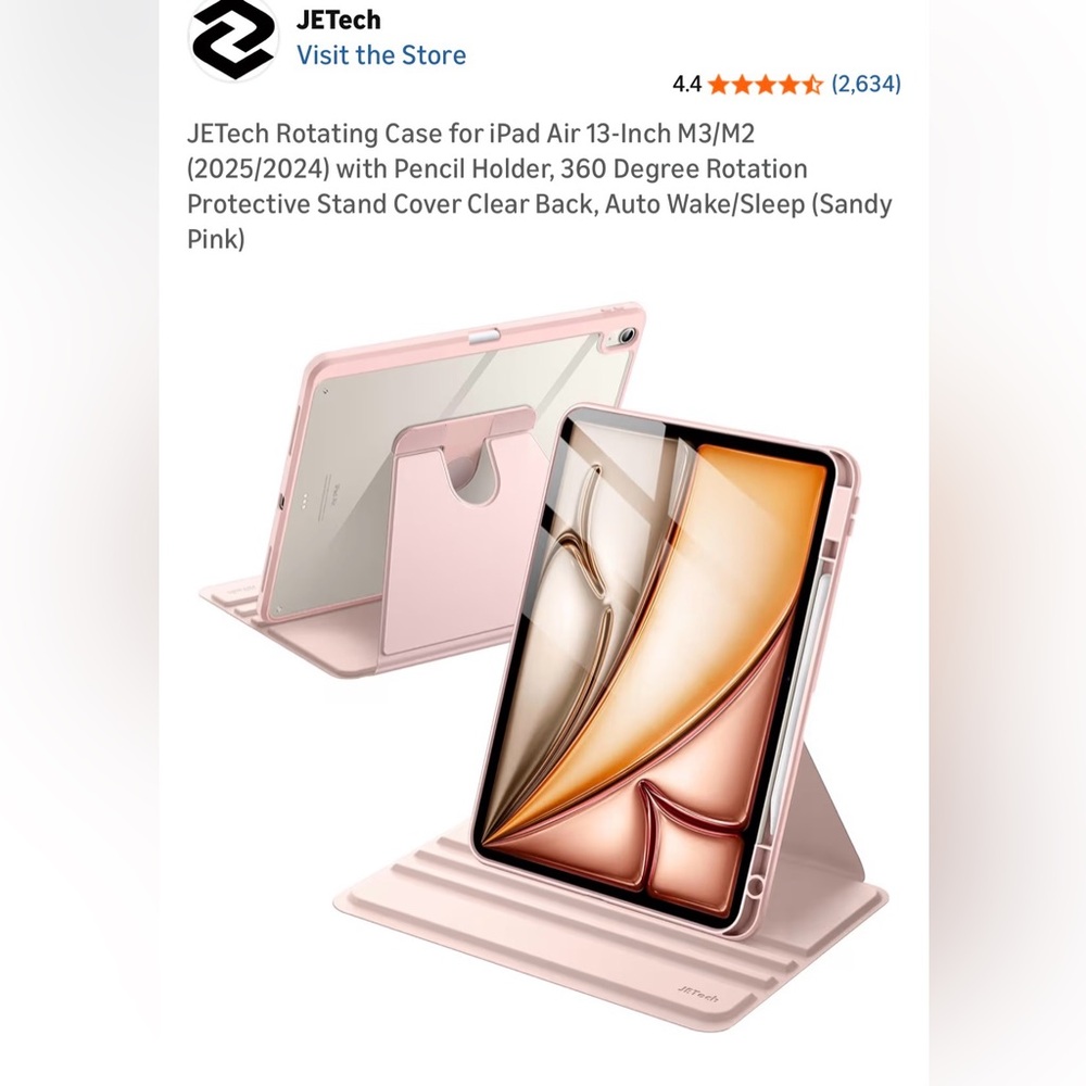 JETech Starlight Rotating Case for iPad Air 13-Inch. NWT